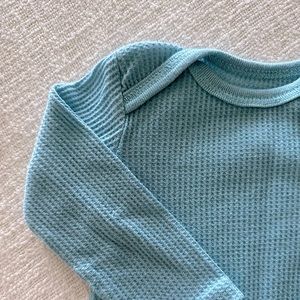 Waffle knit blue onesie
